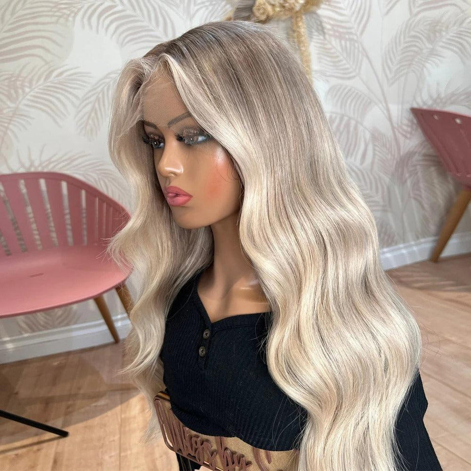 Perika od prirodne ljudske kose - Ombre platinum, valovita - Premium - Eynna Human hair perike, repovi, esktenzije, frizure, ljudska kosa, umjetna kosa, ekstenzije, nadogradnja,  kosa koja ocarava!
